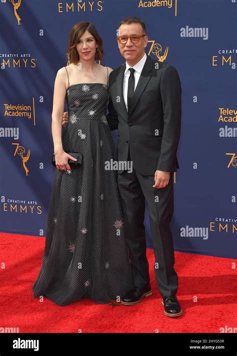 carrie brownstein and fred armisen arrives at the 70th primetime creative arts emmy awards held