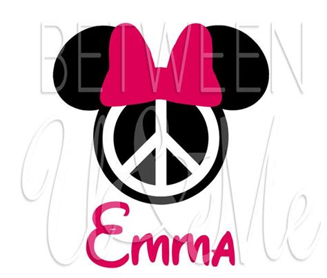 Personalized Peace Minnie Mouse With Bow Disney By Cleancutstudio 6