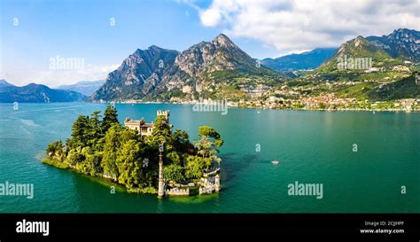 Castle On Loreto Island On Lake Iseo In Italy Stock Photo Alamy