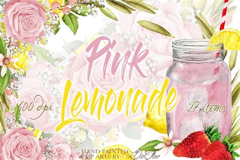 Pink Lemonade Clip Art Custom Designed Illustrations ~ Creative Market