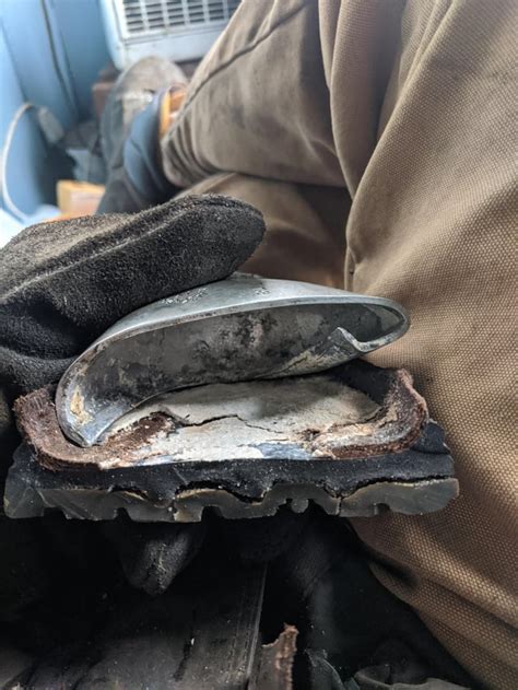 The Steel Toe Of A Boot After Being Run Over By A Fully Loaded Semi
