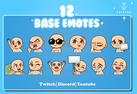 12 Emote Base Pack Chibi Emotes Base Twitch Emotes Discord Emotes
