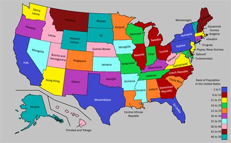 A Map Of The United States Where Each State Is Matched To The Country