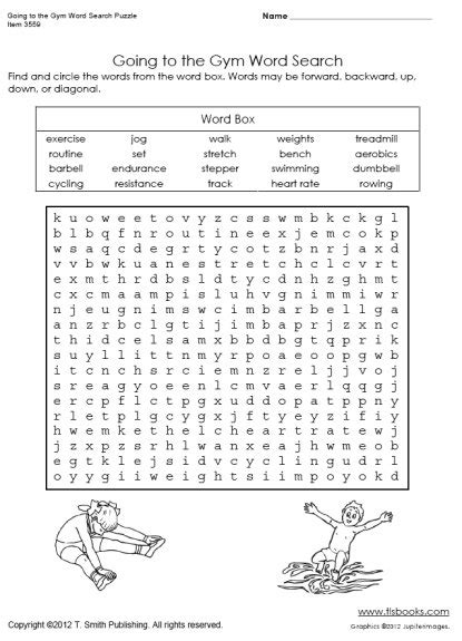 Going To The Gym Word Search Puzzle Pe Printable ...