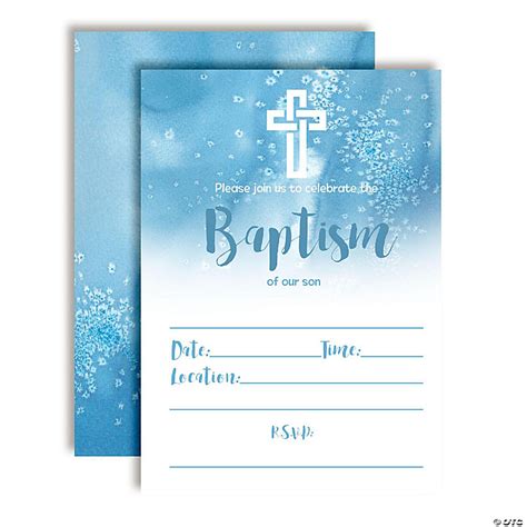 Amandacreation Watercolor Boy Baptism Invites Pc Oriental Trading