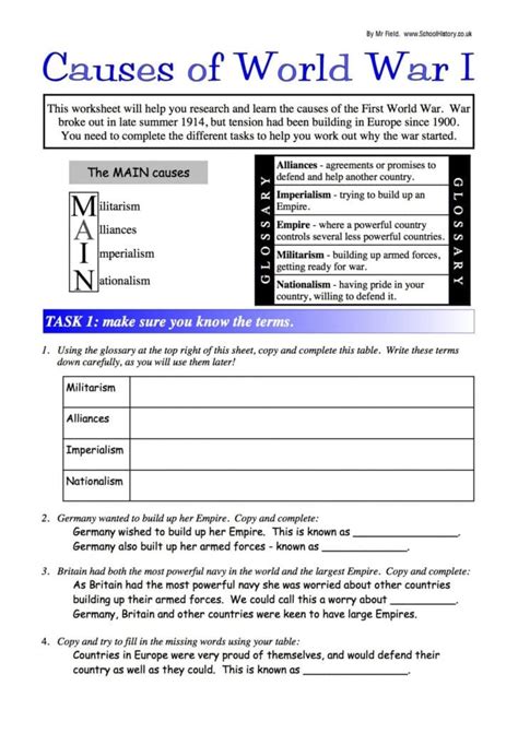 Causes Of Wwii Worksheet
