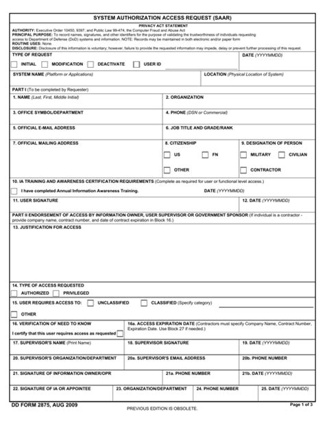 Dd Form 2875 Fill Out Sign Online And Download Fillable Pdf