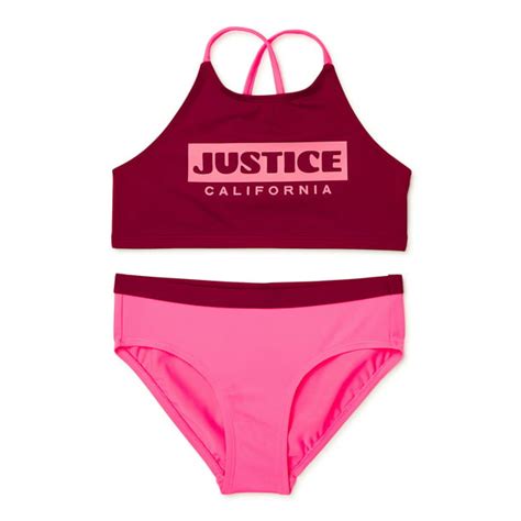 Justice Justice Girls Two Piece Bikini Cross Strap Swimsuit Sizes 6
