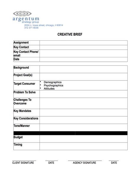 Creative Brief Template Argentum Strategy