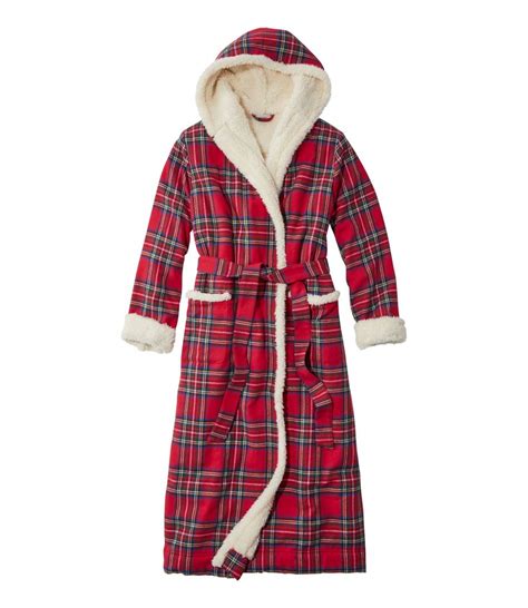 Womens Scotch Plaid Flannel Robe Sherpa Lined Long