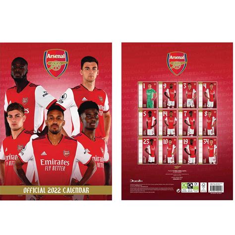 Gunners Official Arsenal Soccer Player 2022 Calendar Full Colour A3