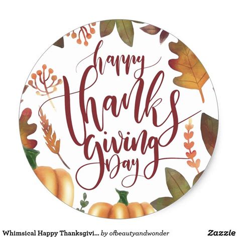 Whimsical Happy Thanksgiving Day Sticker