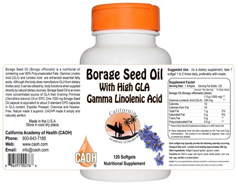 Borage Seed Oil High Gla 1000 Mg 120 Softgels R00276