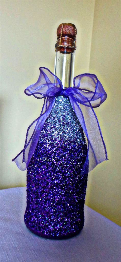 Glittered Champagne Bottle Made This For My Wedding As A Centerpiece