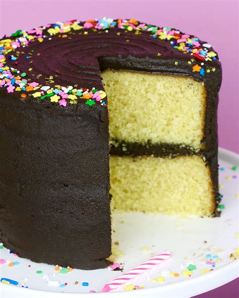 It requires a bit more planning than every day buttercream, but the results are worth it. {VIDEO} THE BEST Yellow Birthday Cake with Chocolate ...