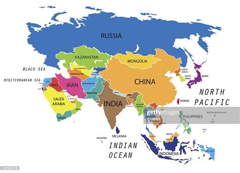 Colorful Map Of Asia Continent High Res Vector Graphic Getty Images