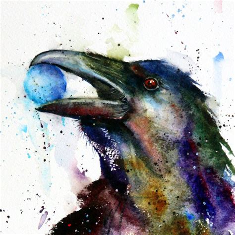 Raven Watercolor Print Raven Art Bird Art Raven Painting Etsy Crow