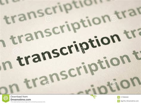 Word Transcription Printed On Paper Macro Stock Image Image Of