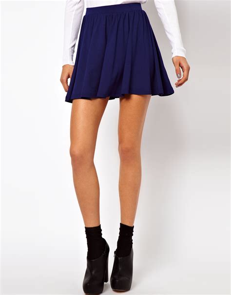 lyst asos collection asos skirt in skater style in blue