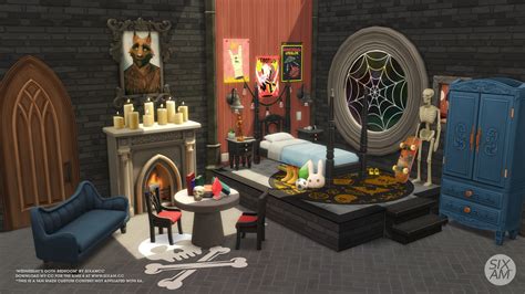 Wednesday Goth Bedroom Cc Pack For The Sims 4 Sixam Cc