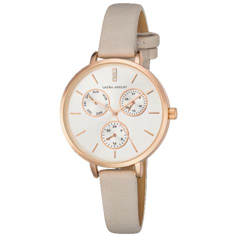 Meh Laura Ashley Chrono Dial Watch With Pu Vegan Leather Strap