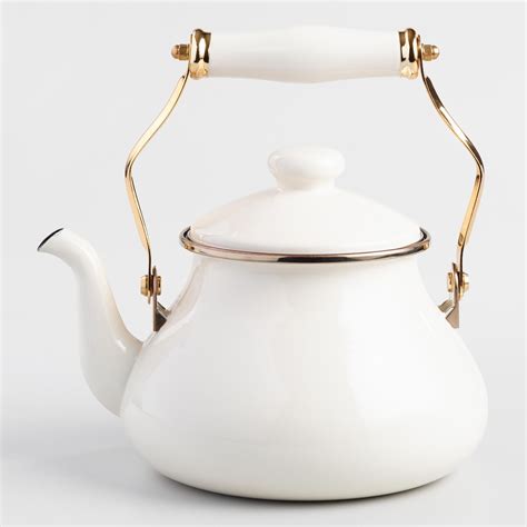 Ivory Enamel Tea Kettle White Metal By World Market Affordable