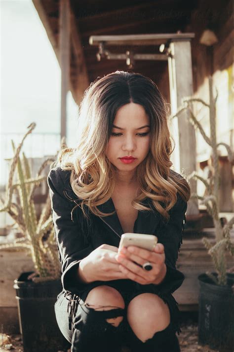 Busty Girl Playing With Her Mobile Telegraph