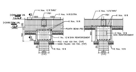 A Detail Of Pile Cap Section Has Given In This Autocad 2d Dwg Drawing