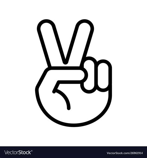 Hand Linear Victory Symbol Royalty Free Vector Image