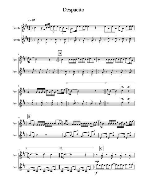 Despacito Duet Sheet Music For Flute Woodwind Duet Download And