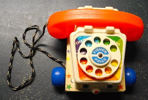 Vintage 1970s Fisher Price Toy Rotary Telephone Pull Toy Fisher