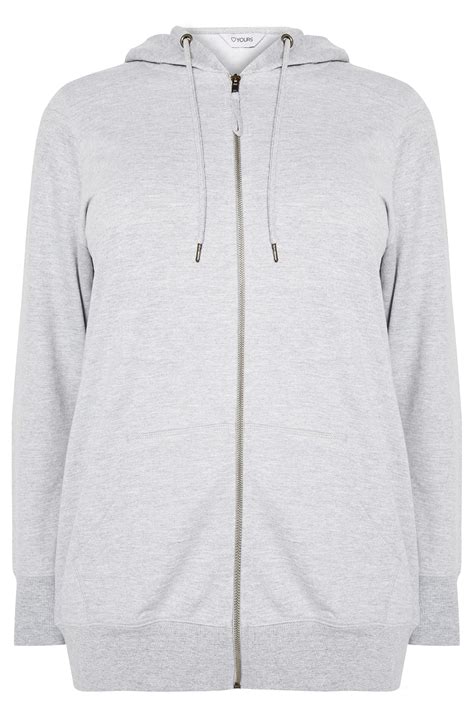 Grey Zip Through Hoodie Sizes 16 36 Yours Clothing