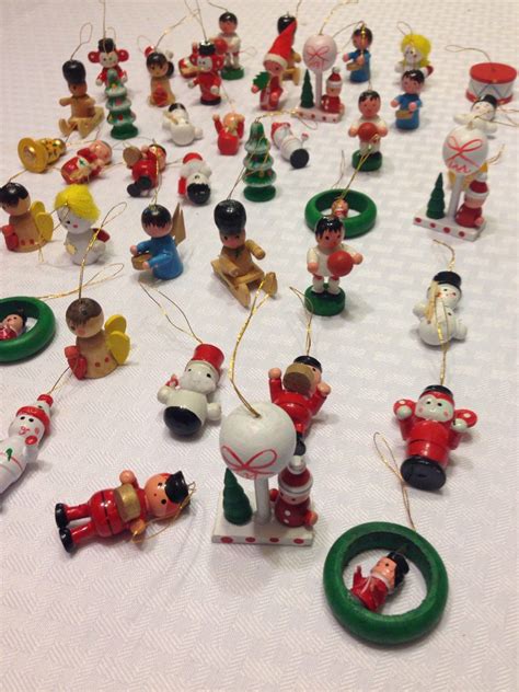 Set Of 49 Miniature Wood Christmas Ornaments Wood Christmas Ornaments