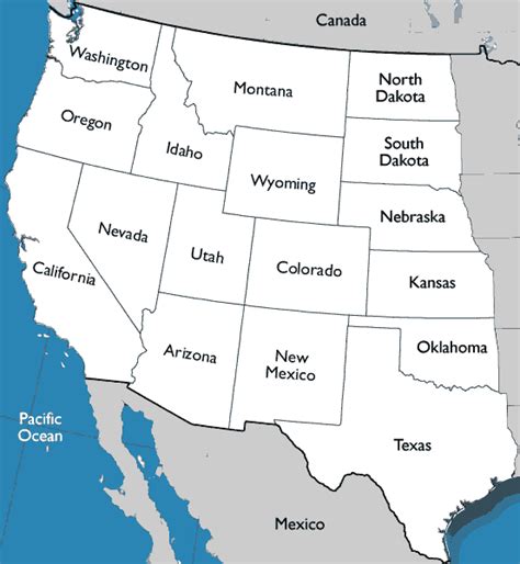 Map Western States Of The United States Worksheet