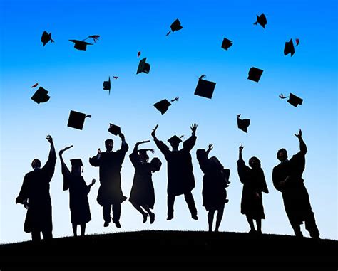 Best Silhouette Of A Graduation Cap Throw Stock Photos Pictures