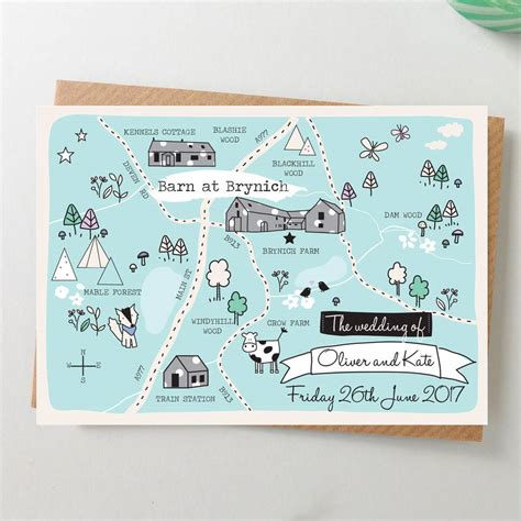 Bespoke Illustrated Map Wedding Invitation By Paper And Inc