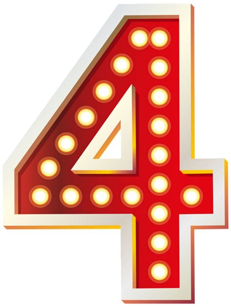 Red Number Four With Lights Png Clip Art Image Gallery Yopriceville