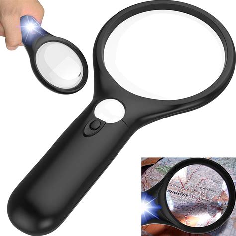 Magnified Professional Magnifying Glass 3x 10x 45x W 3 Led Lights Handheld Magnifier For