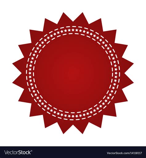 Embroidered Red Round Ribbon Stamp Isolated On Vector Image