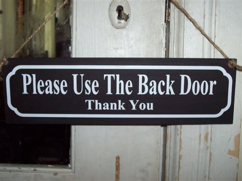 Please Use Back Door Wood Vinyl Sign Home Decor Wreath