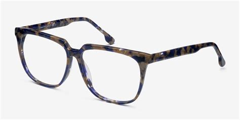 Capucine Square Blue Floral Glasses For Women Eyebuydirect Canada