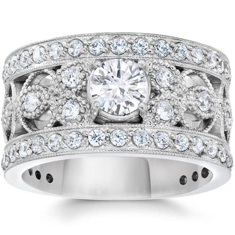 Carat Vintage Real Diamond Engagement Ring K White Gold Antique