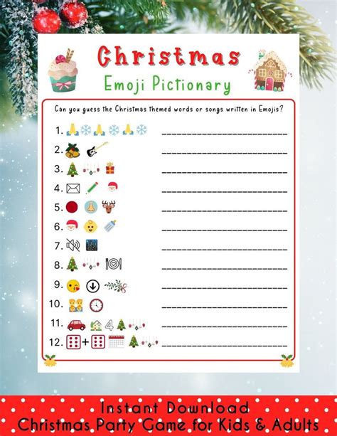 Christmas Emoji Pictionary Game Holiday Party Game Christmas