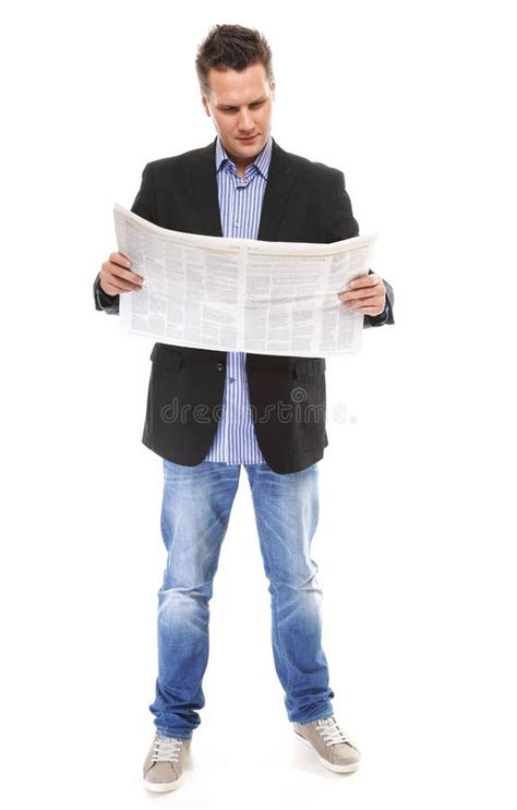 Businessman Reading A Newspaper Stock Photo Image Of Male Background
