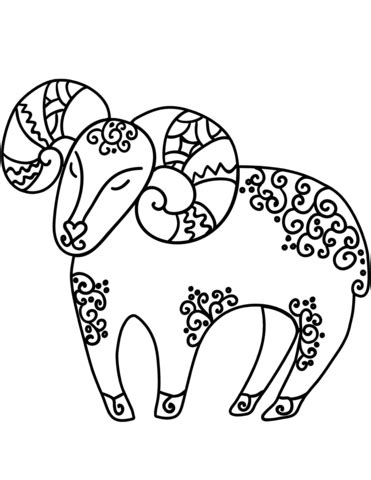 Discover all our printable coloring pages for adults, to print or download for free ! Aries zodiac sign coloring page | Free Printable Coloring ...