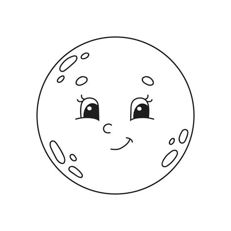 Luna libro para colorear para niños carácter alegre ilustración vectorial estilo de dibujos