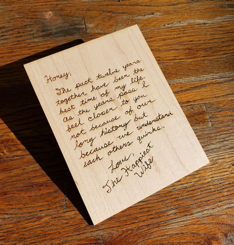 Handwritten Wooden Card Engraved Love Letter Wooden Love Card Etsy