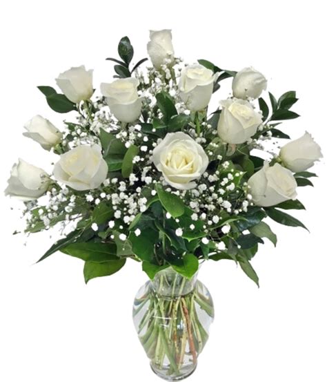 Dozen White Roses Fresh Rose Bouquet Hoover Fisher Florist