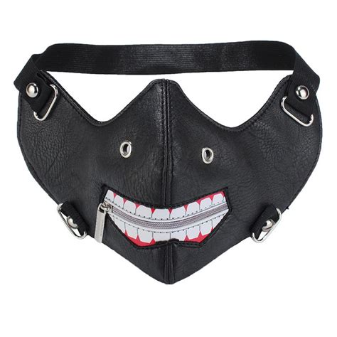 Anime Cosplay Tokyo Ghoul Kaneki Ken Pu Leather Zipper Masks Drink