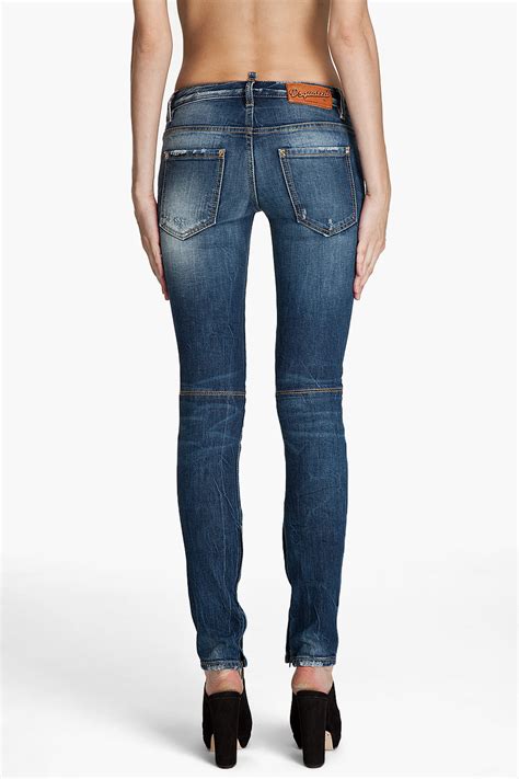 Dsquared² Super Skinny Low Rise Jeans In Blue Lyst